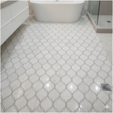 Carrara Luxe Polished White Marble Waterjet Mosaic Tile For Walls & Floors