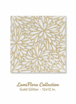 LumiFlora Engraved White Marble Tile- Glitter Gold
