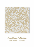 LumiFlora Engraved White Marble Tile- Glitter Gold