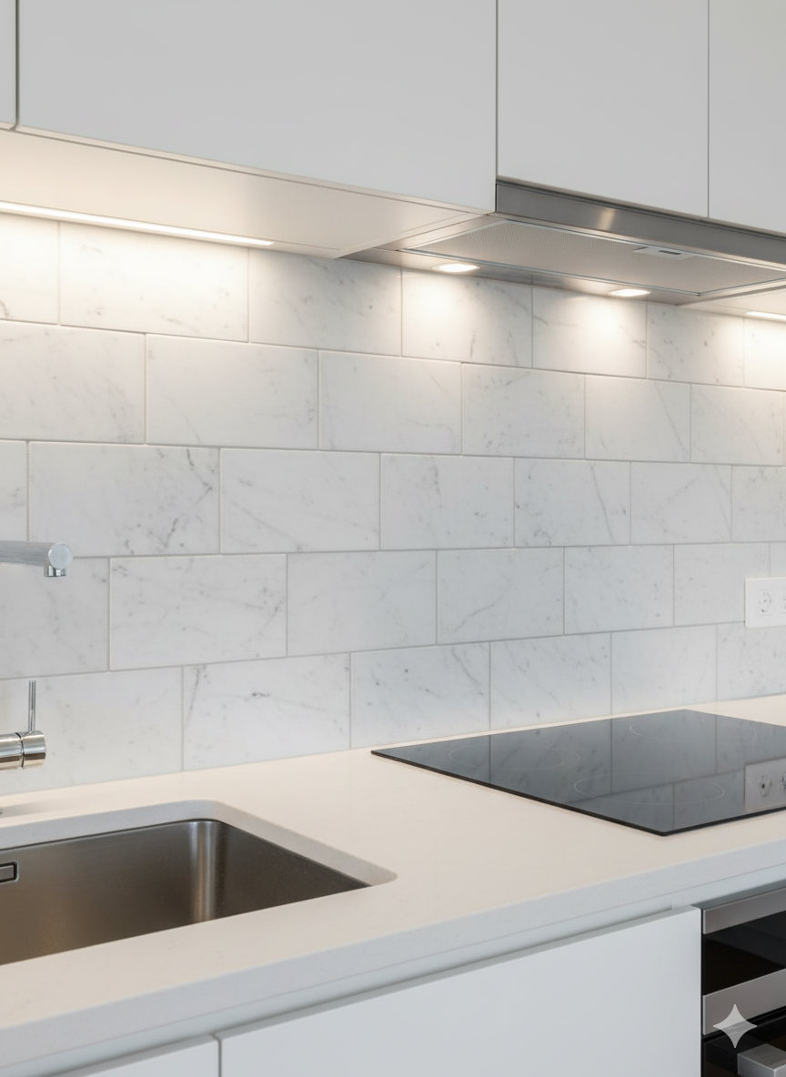 Glacier White 4x12 Honed Marble Tile For Walls & Floors