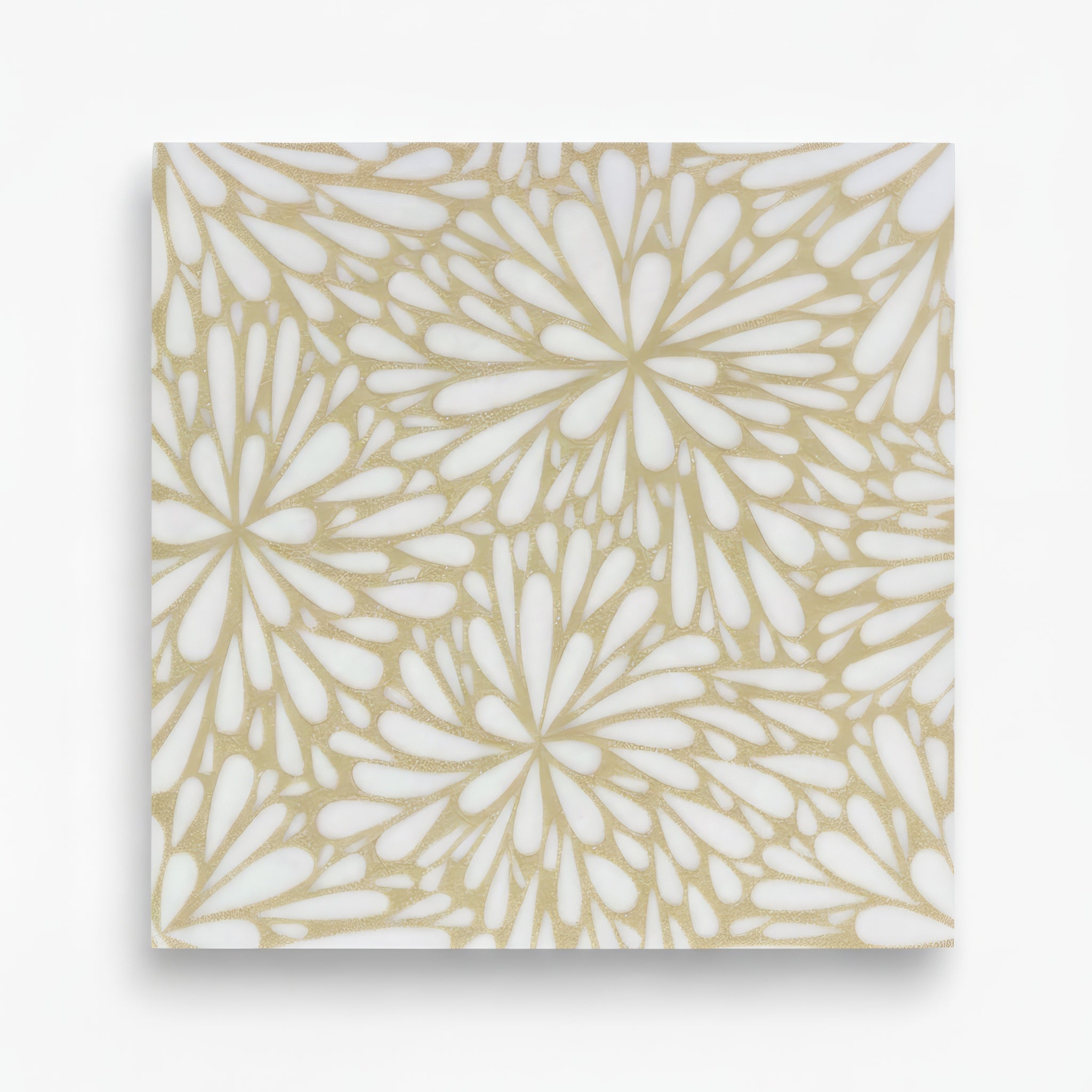 LumiFlora Engraved White Marble Tile- Glitter Gold