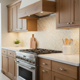 LumiFlora Engraved White Marble Tile- Glitter Gold