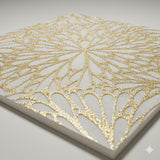 LumiFlora Engraved White Marble Tile- Glitter Gold