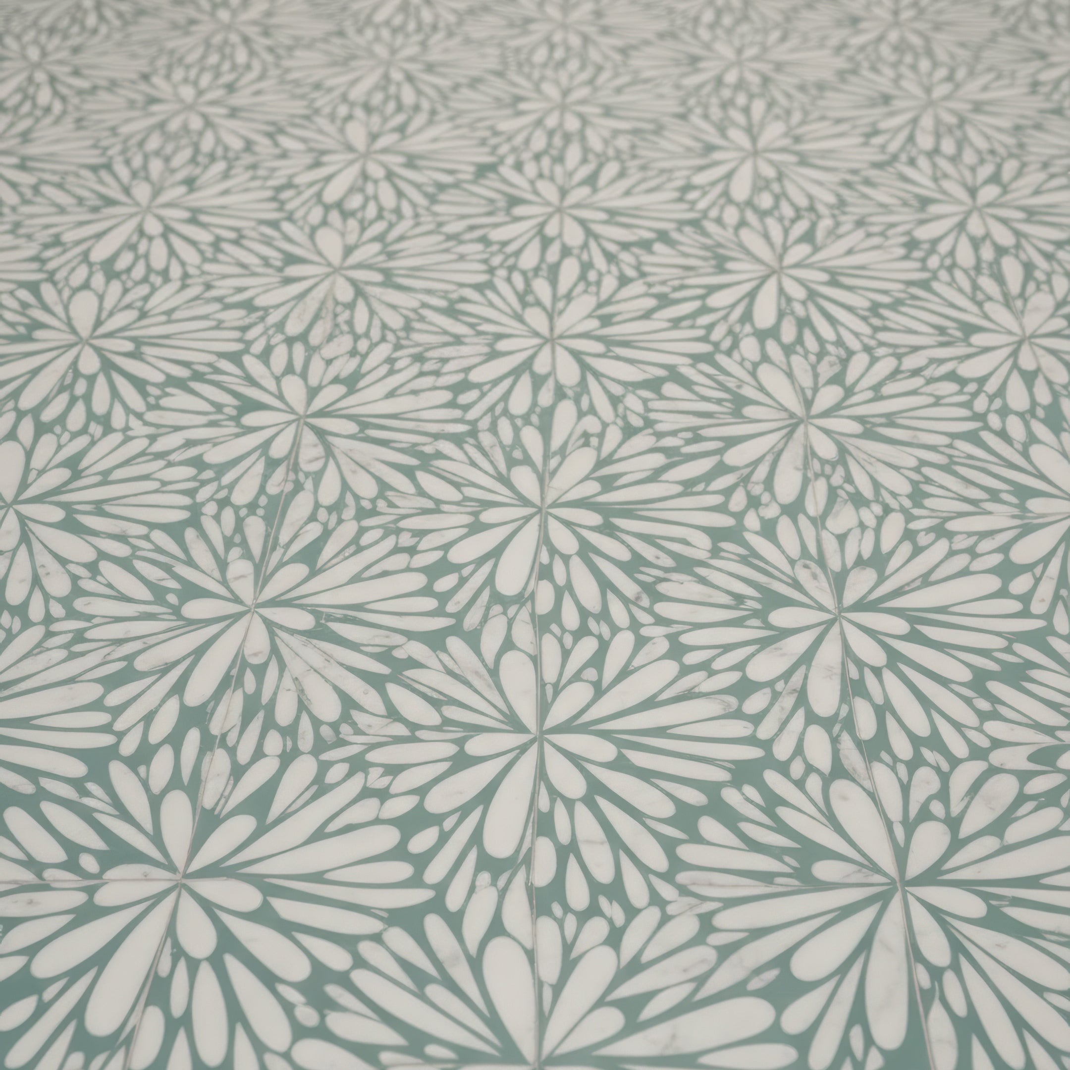 LumiFlora-Green-Engraved Marble Tile