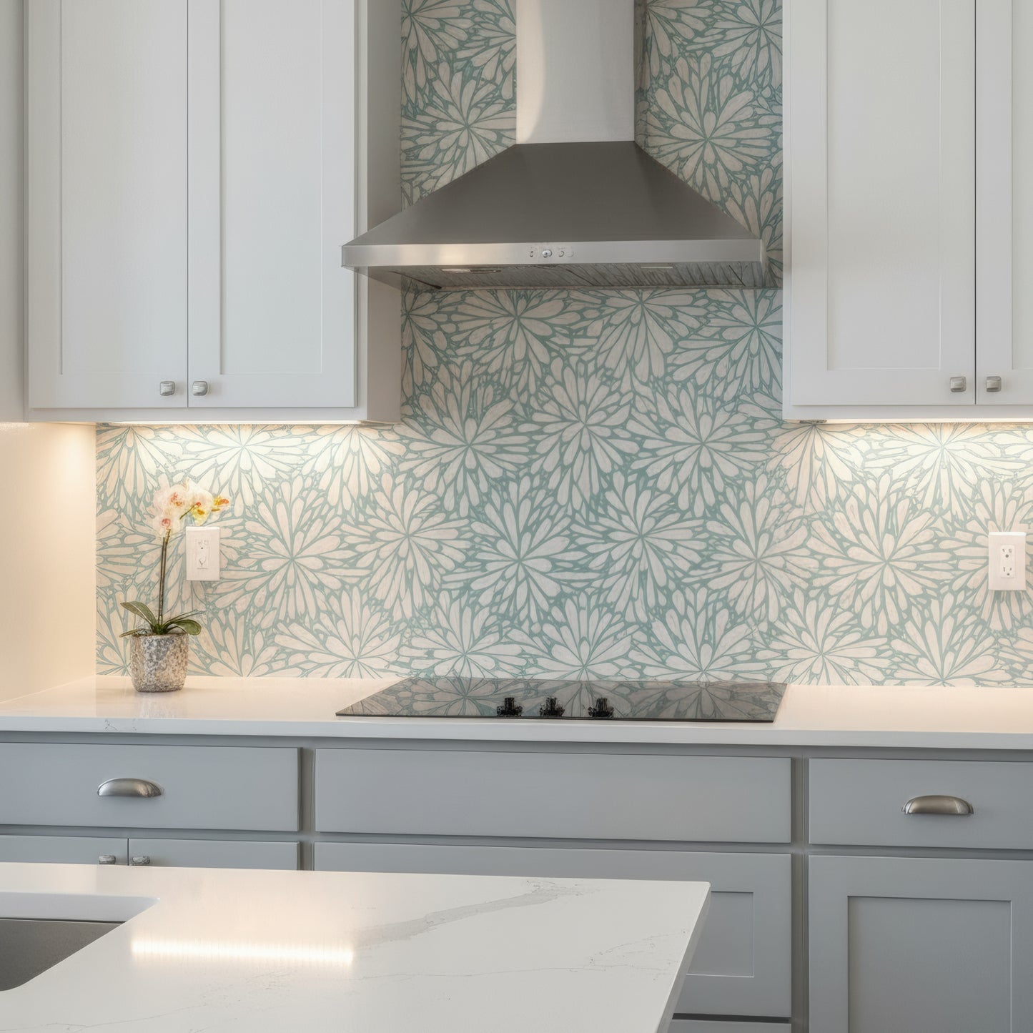 LumiFlora-Green-Engraved Marble Tile