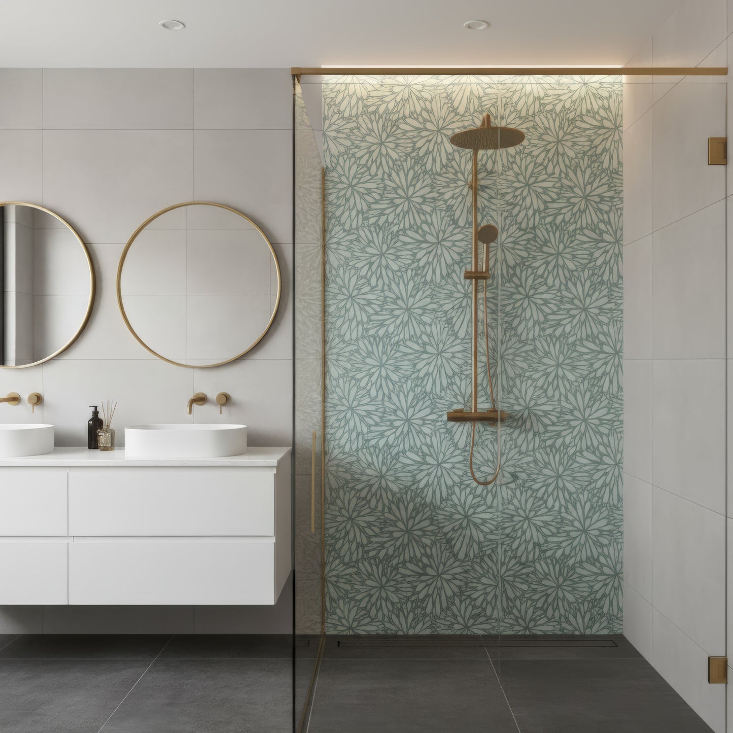 LumiFlora-Green-Engraved Marble Tile