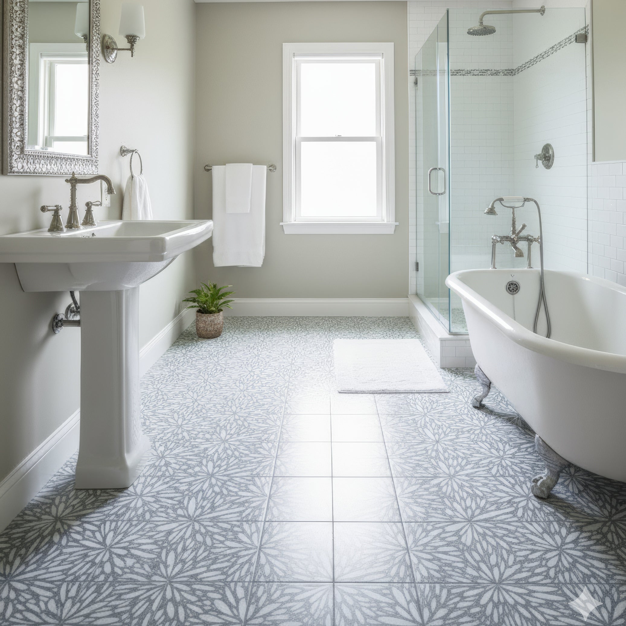 LumiFlora - Glitter Silver - Engraved Marble Tile