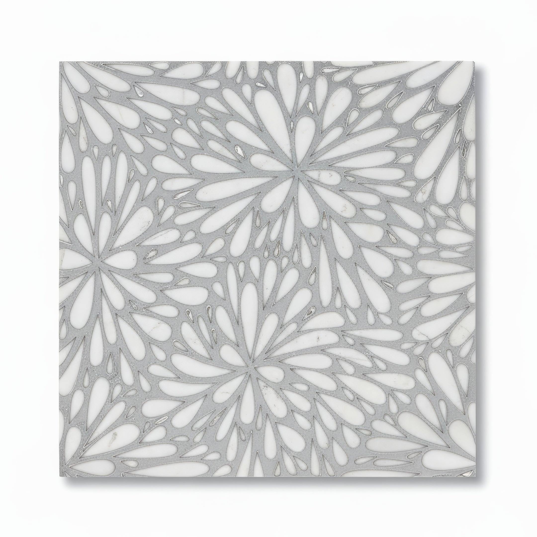 LumiFlora - Silver - Engraved Marble Tile