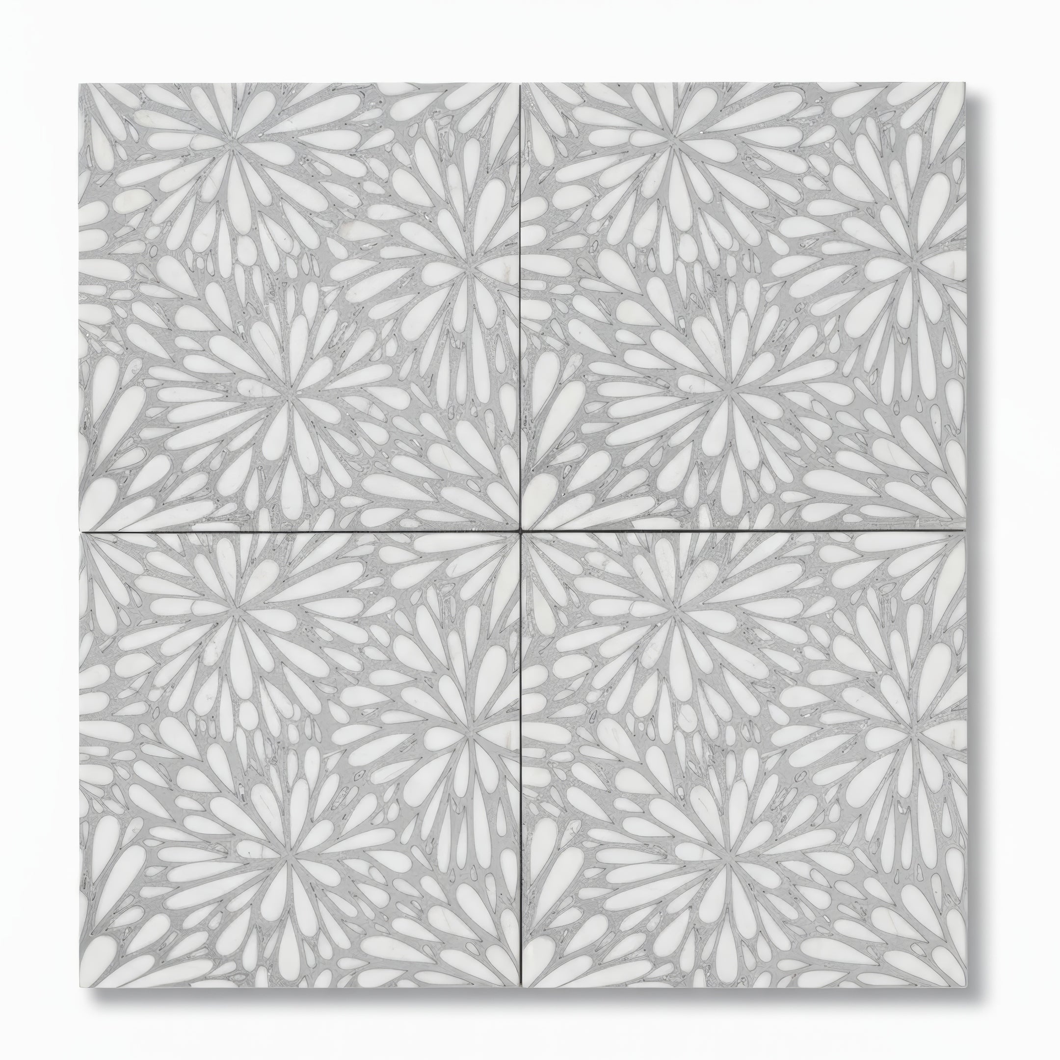 LumiFlora - Silver - Engraved Marble Tile