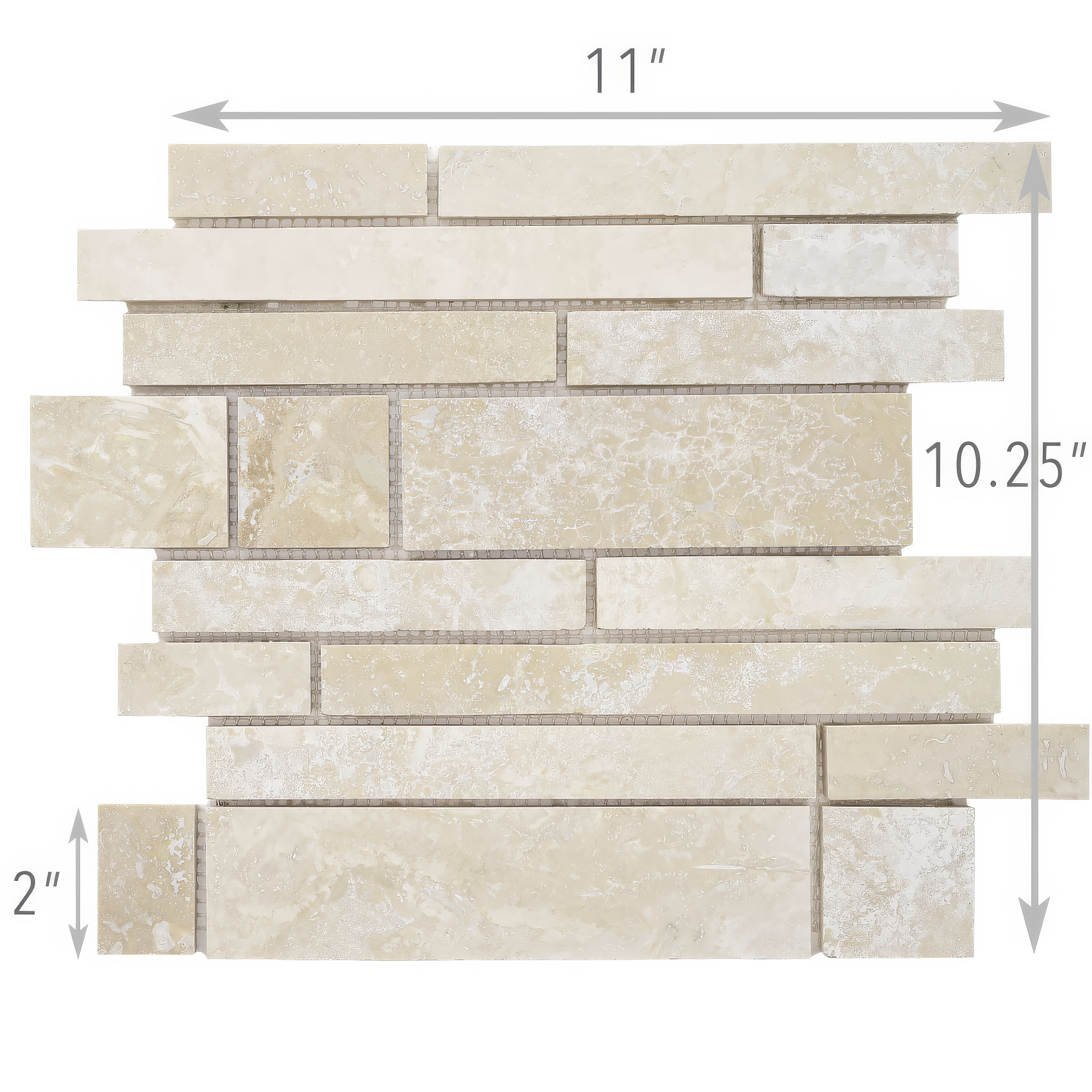 Brick Travertine Beige Honed and Filled Mosaic Tile For Walls & Floors