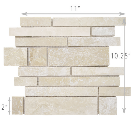 Brick Travertine Beige Honed and Filled Mosaic Tile For Walls & Floors