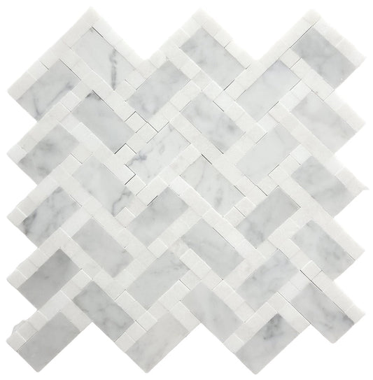 Carrara Thasos 1x2 Polished Marble Mosaic Tile For Walls & Floors-Sample