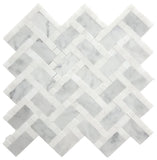 Carrara Thasos 1x2 Polished Marble Mosaic Tile For Walls & Floors