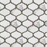 Arabesque Polished Calacatta Porcelain Waterjet Mosaic Tile For Walls & Floors