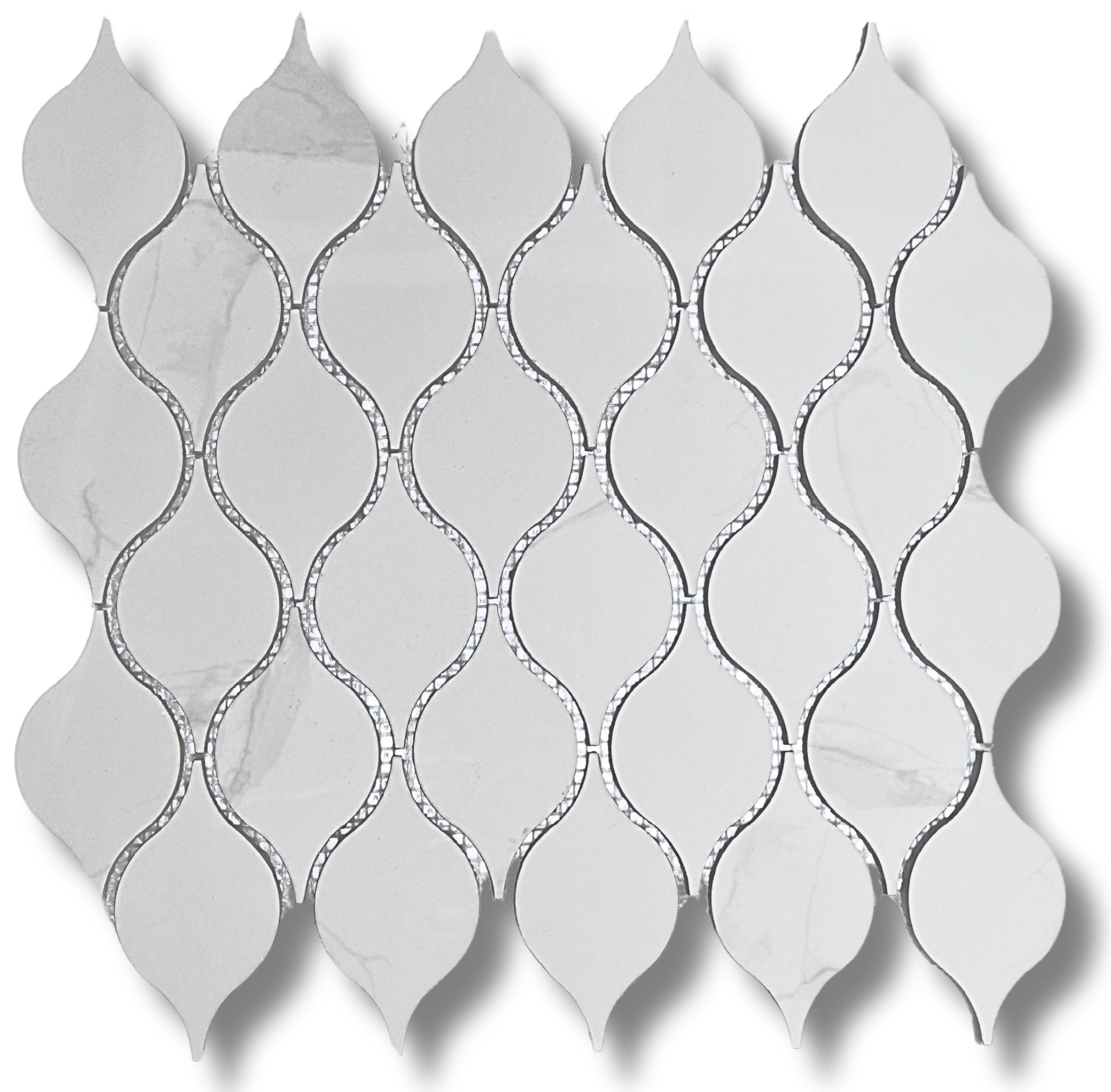 Drop Calacatta Polished White Porcelain Mosaic Tile For Walls & Floors