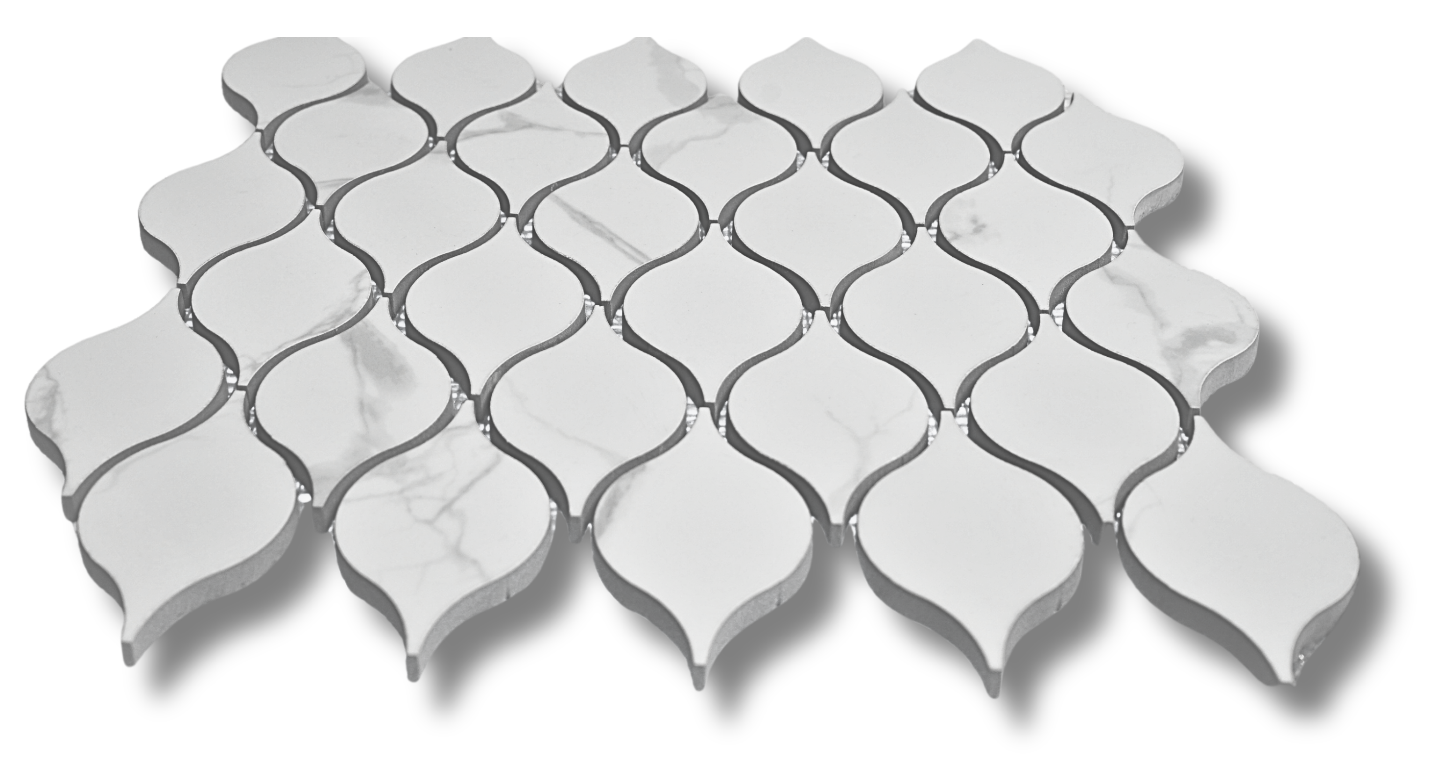 Drop Calacatta Polished White Porcelain Mosaic Tile For Walls & Floors