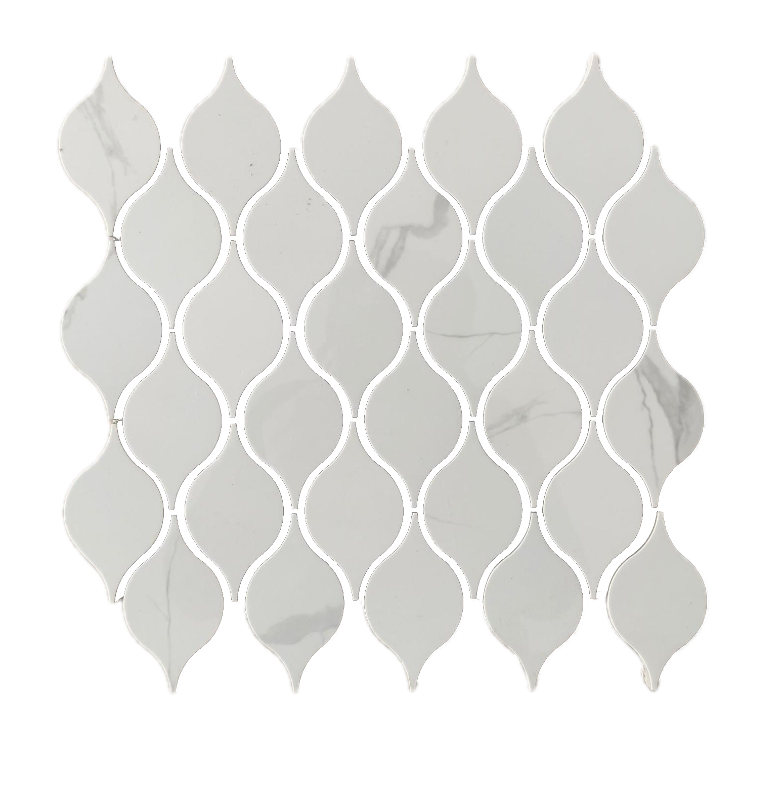 Drop Calacatta Polished White Porcelain Mosaic Tile For Walls & Floors