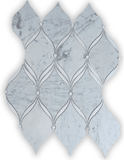 Carrara Luxe Polished White Marble Waterjet Mosaic Tile For Walls & Floors