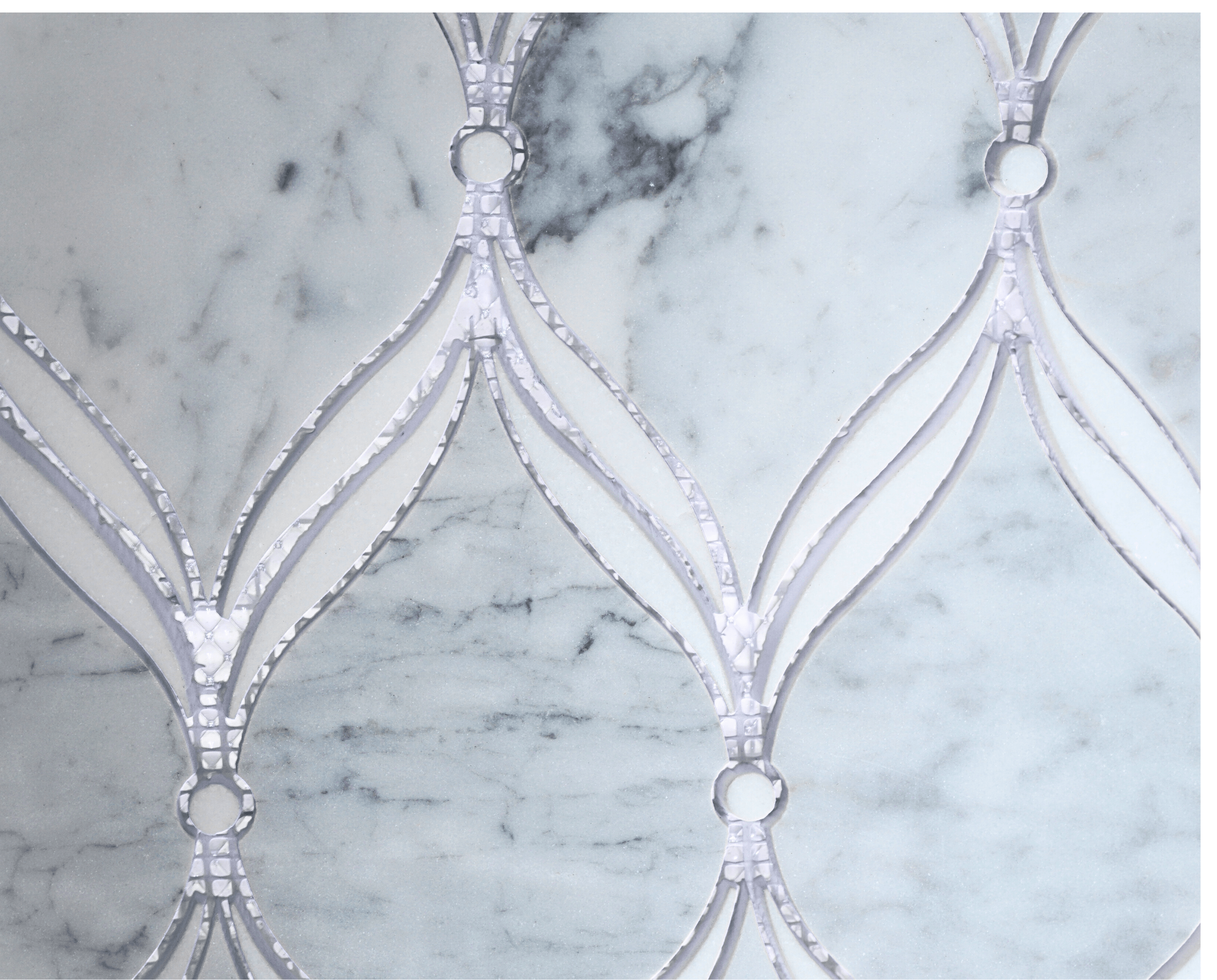 Carrara Luxe Polished White Marble Waterjet Mosaic Tile For Walls & Floors
