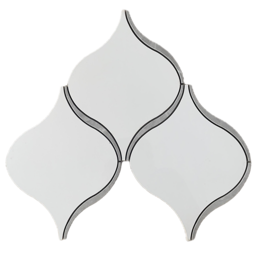 DLM Polished White and Gray Porcelain Mosaic Tile For Walls & Floors