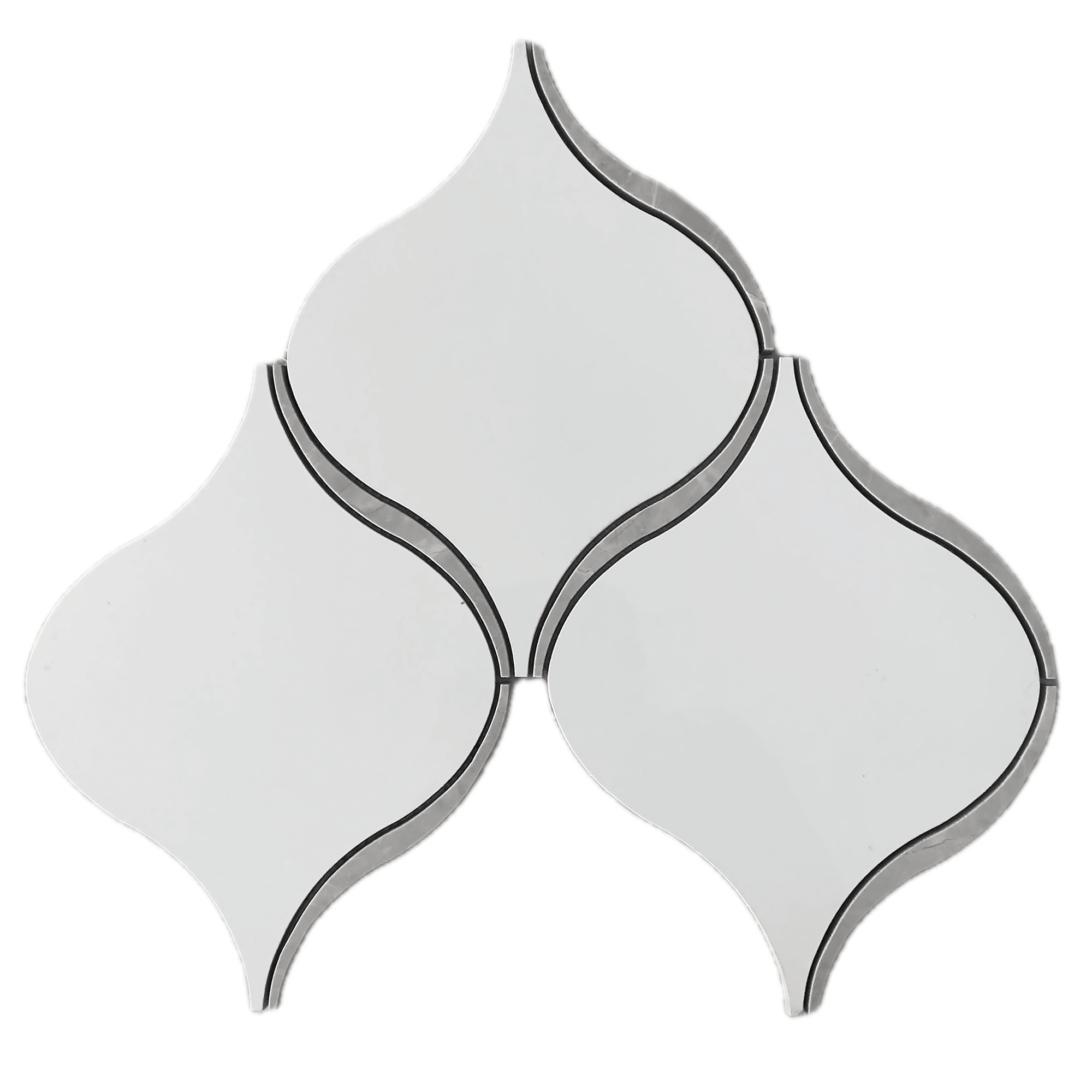 DLM Polished White and Gray Porcelain Mosaic Tile For Walls & Floors-Sample
