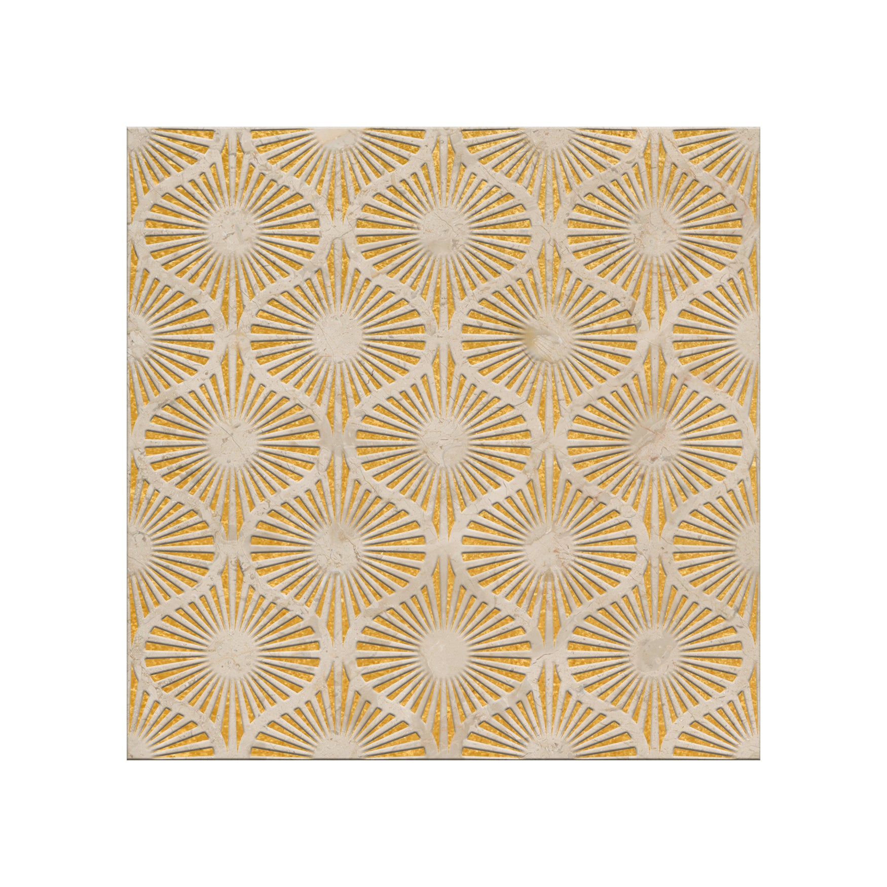 Opulent Waves-Crema Marfil-GOLD-Engraved Marble Tile