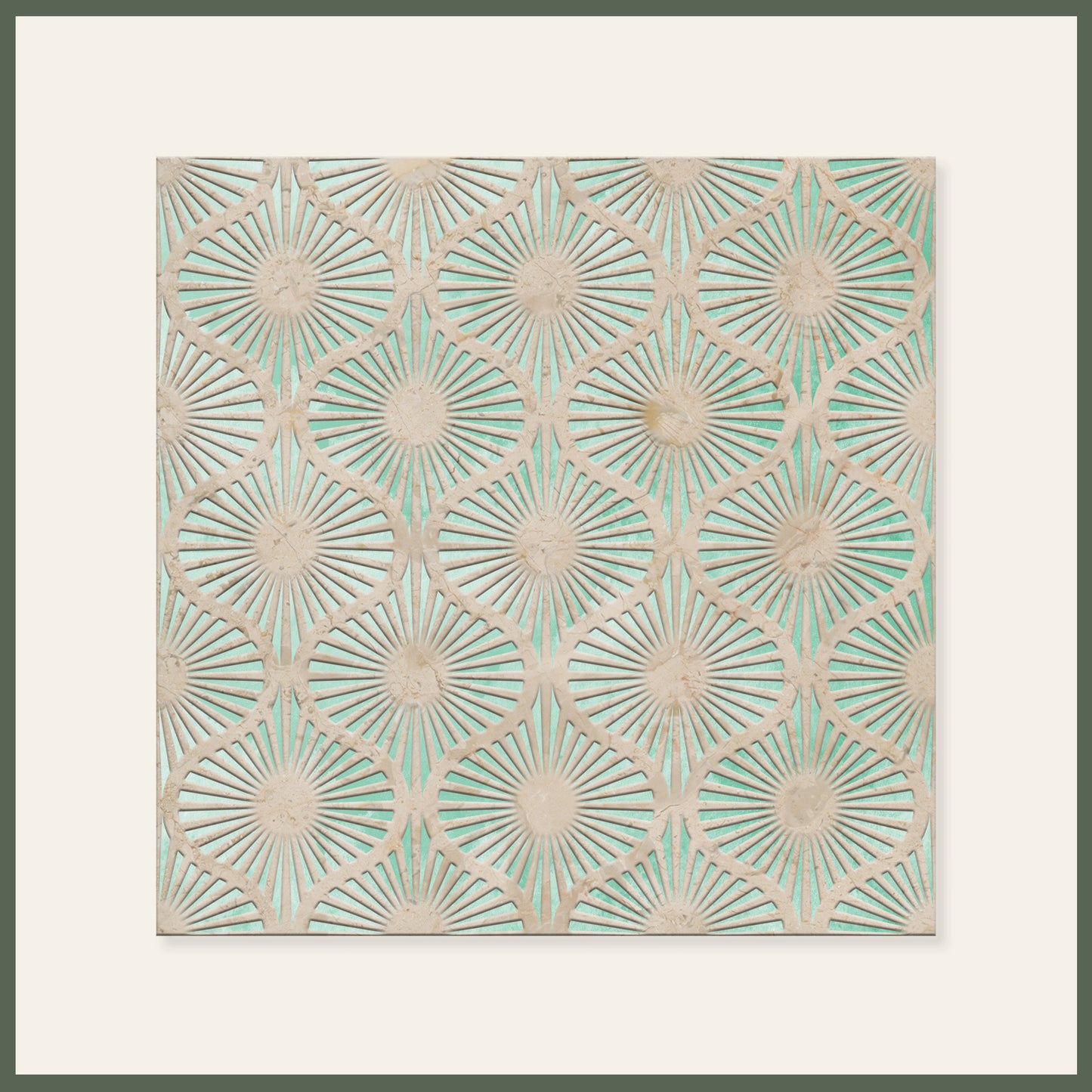 Opulent Waves-Engraved Crema Marfil Marble Tile-Natural