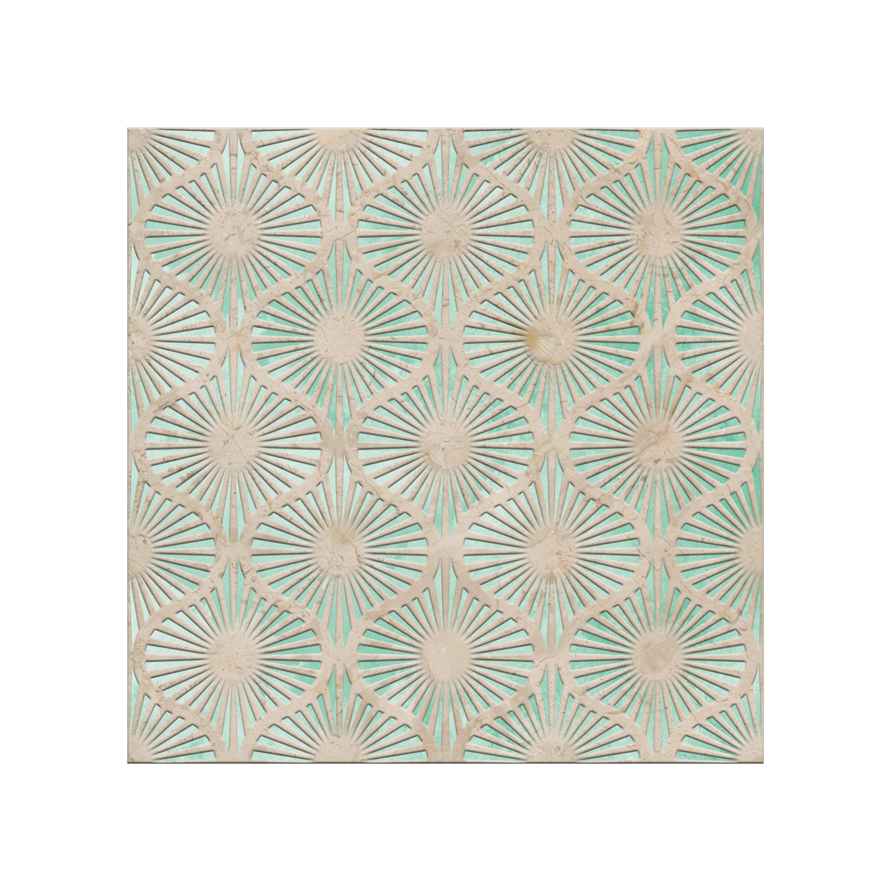 Opulent Waves-Crema Marfil-Green-Engraved Marble Tile
