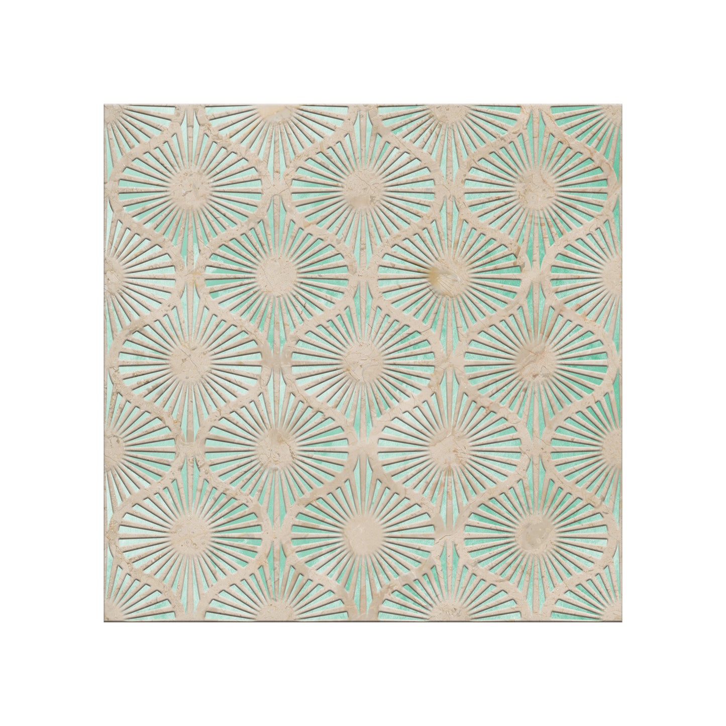 Opulent Waves-Crema Marfil-Green-Engraved Marble Tile