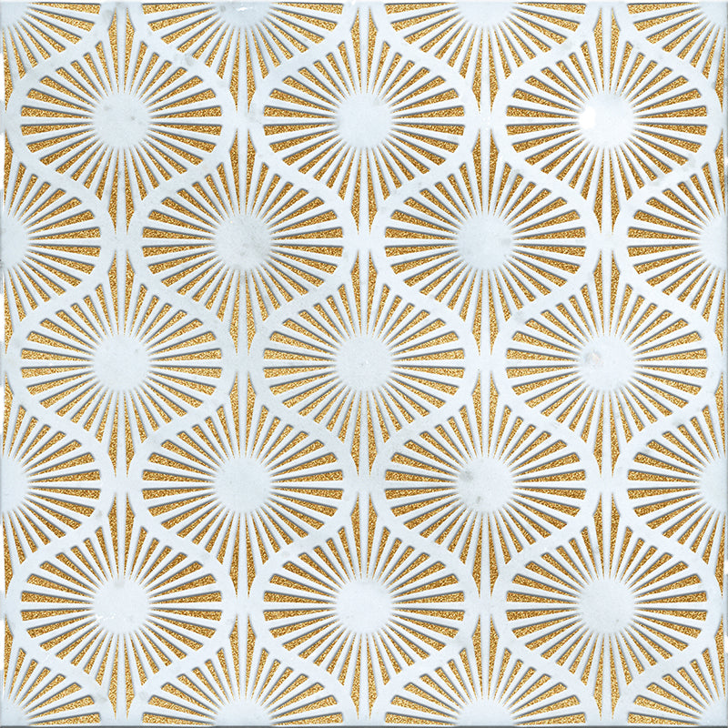 Opulent Waves-Glitter Gold-Engraved Marble Tile