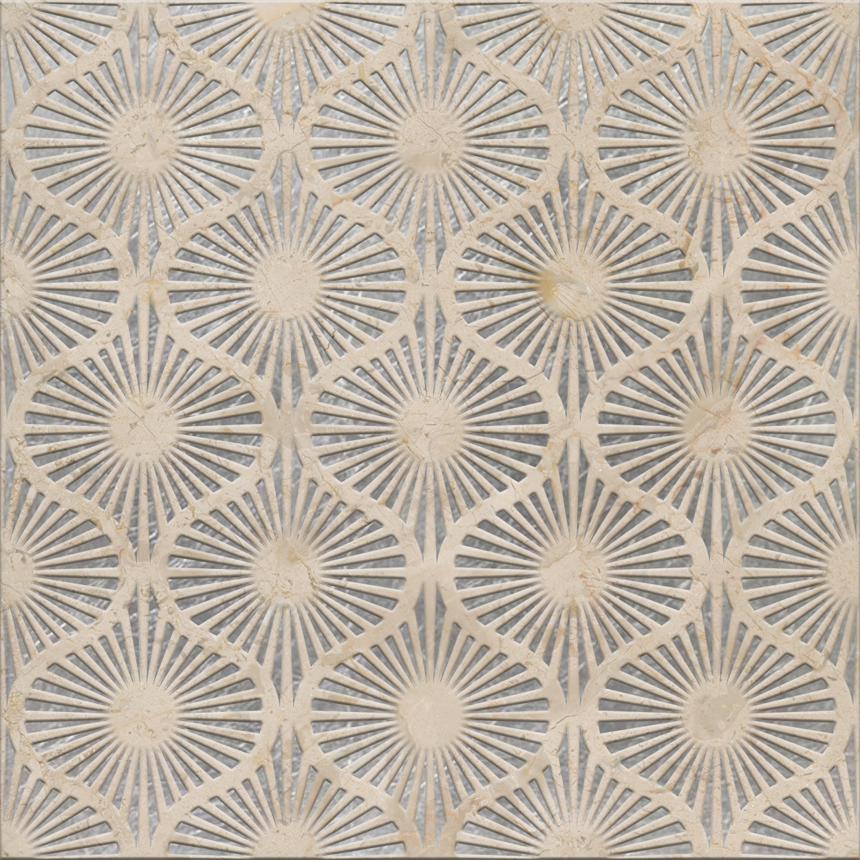 Opulent Waves-Crema Marfil-Silver-Engraved Marble Tile