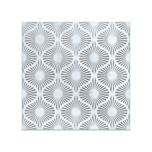 Opulent Waves-Silver-Engraved Marble Tile