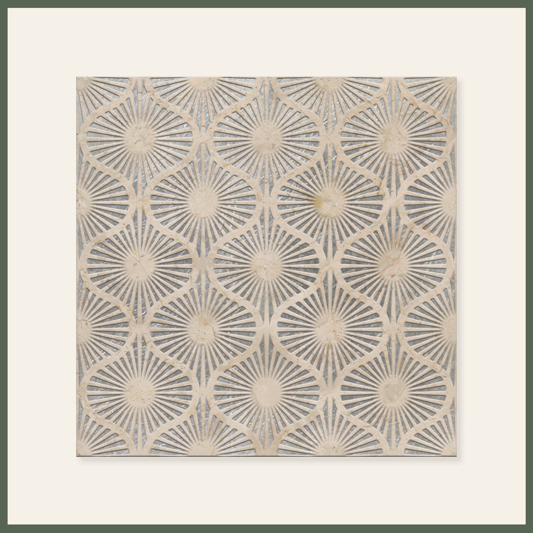 Opulent Waves-Engraved Crema Marfil Marble Tile-Natural