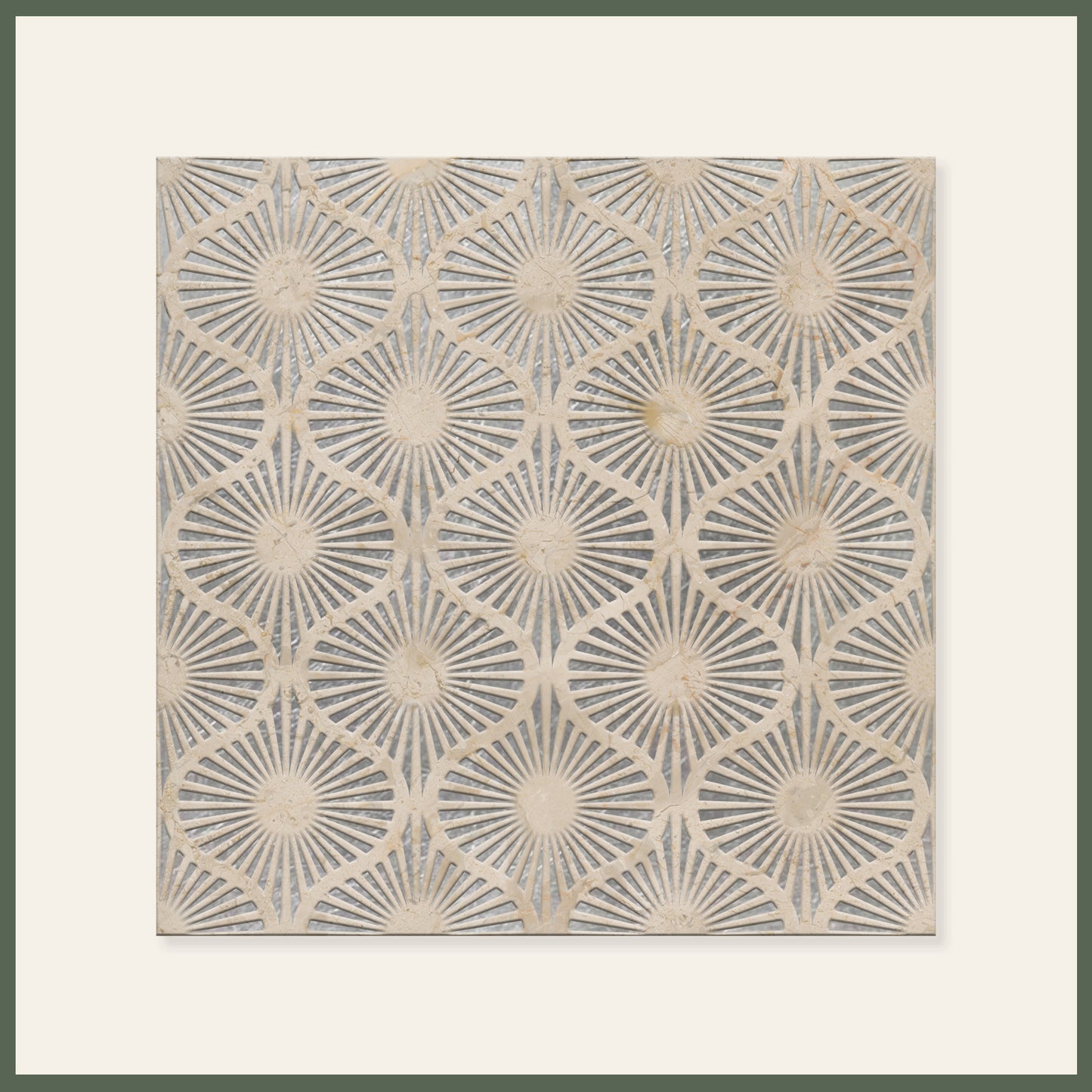 Opulent Waves-Engraved Crema Marfil Marble Tile-Natural