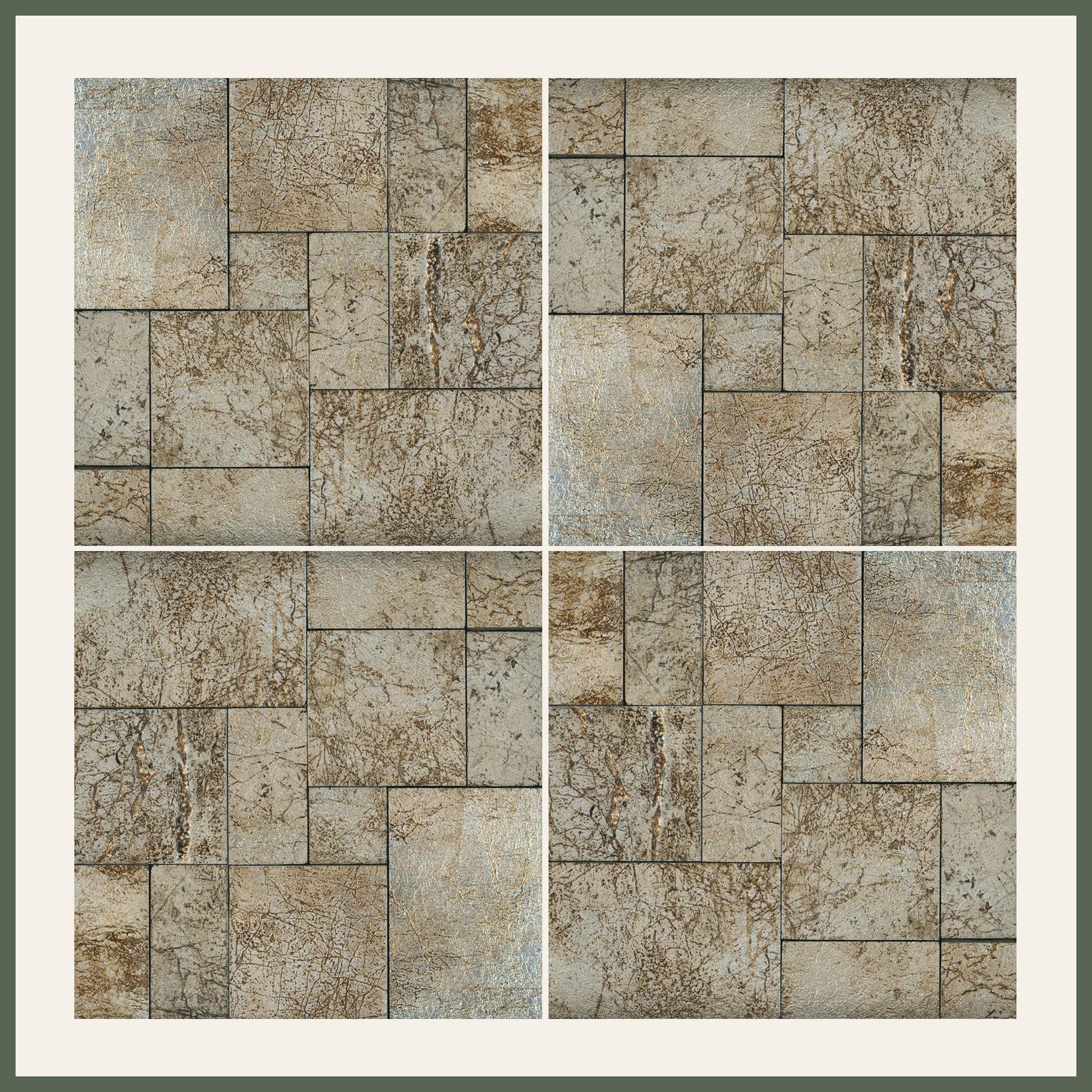 Leather Look Silver Foil 12x12 Etched Marble Mosaic Wall Tile