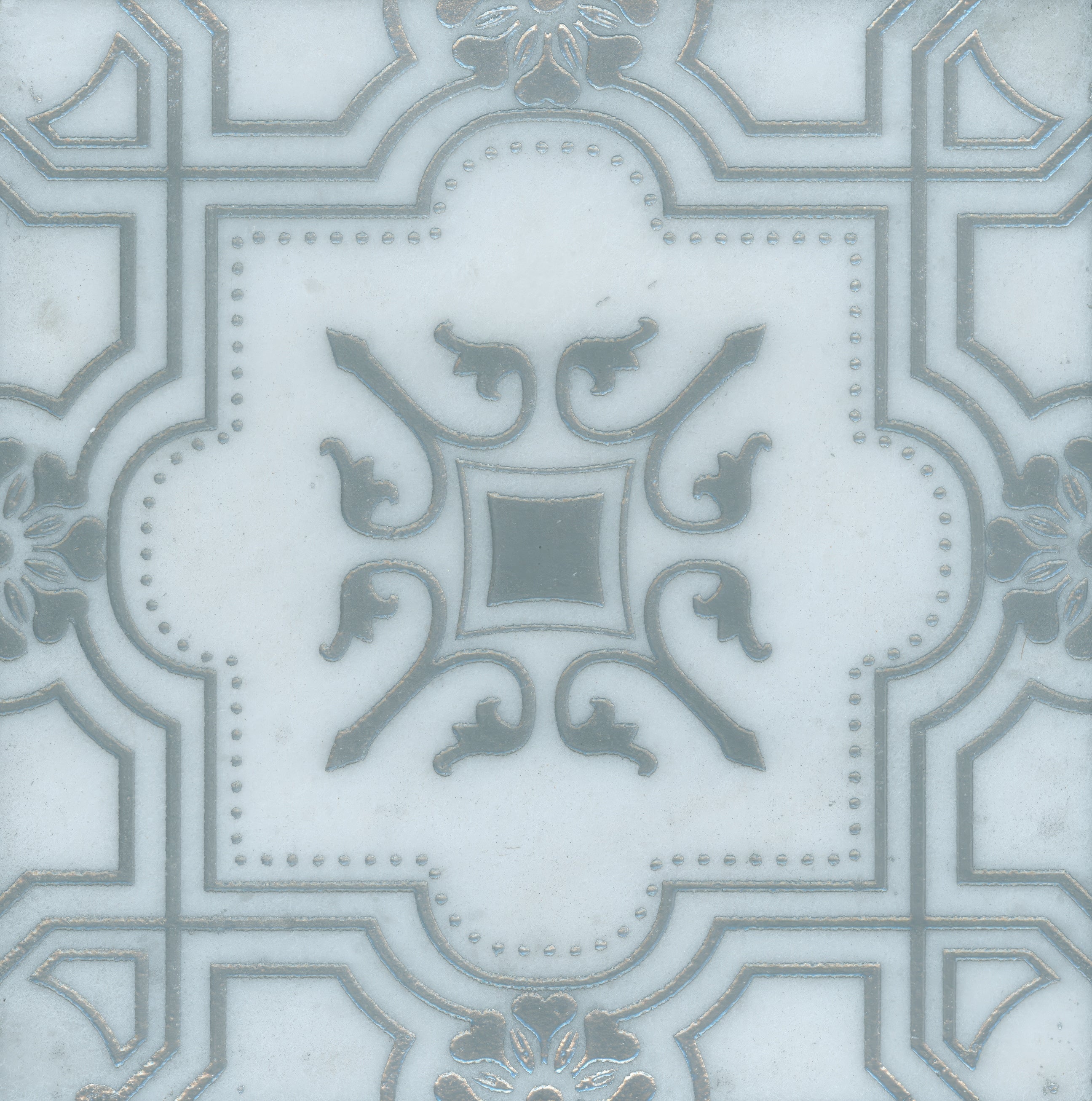 The Liria-Silver-Engraved 8x8 in. Marble Tile