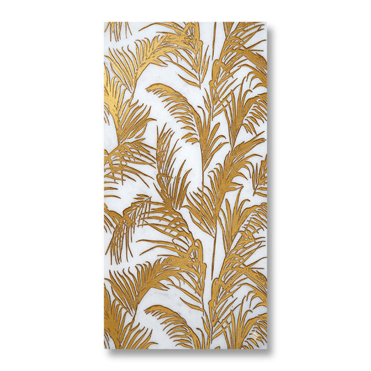 Jardin Gold Foil 12x24 Etched Glacier White Marble Tile For Walls & Floors