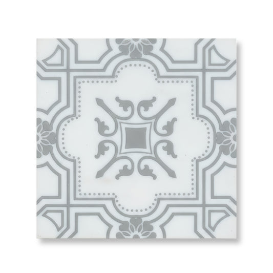 The Liria-Silver-Engraved 8x8 in. Marble Tile