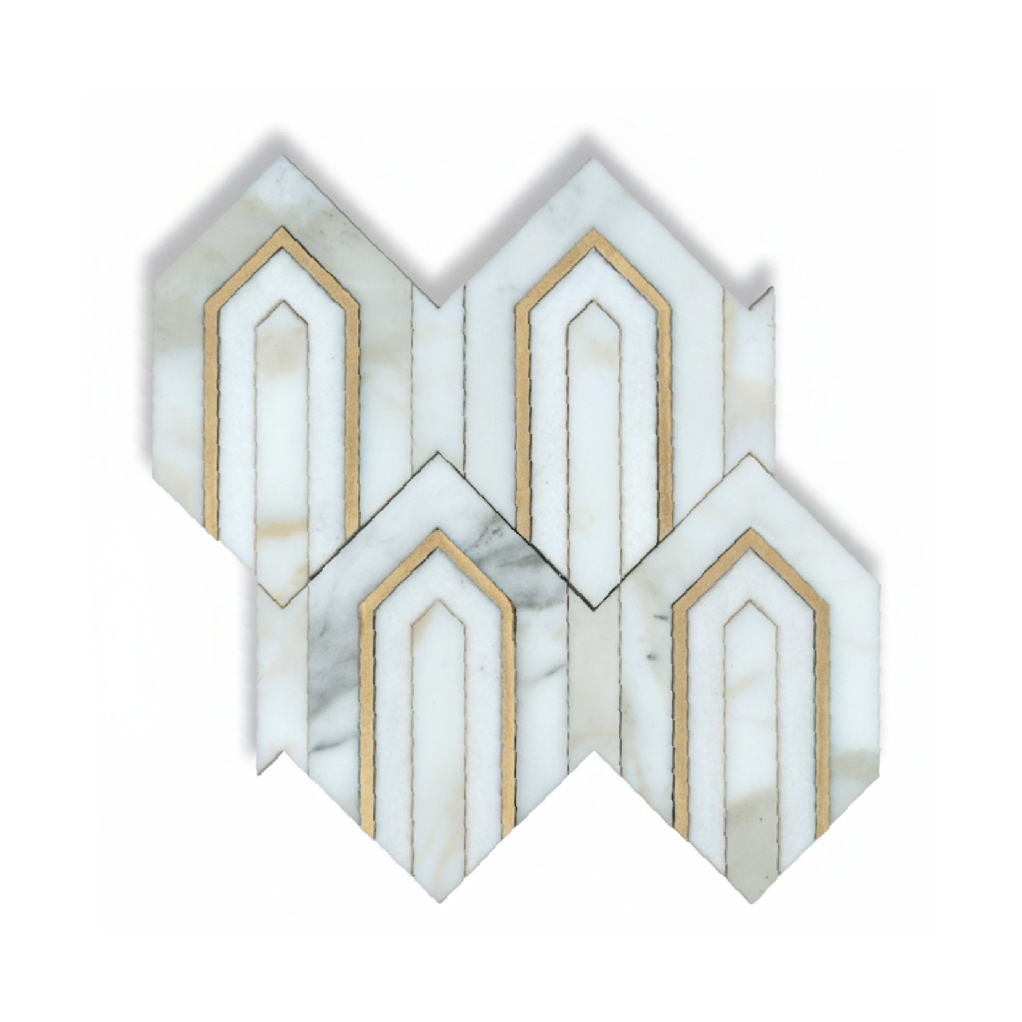 White Marble Arrow Polished Waterjet Mosaic Tile For Walls & Floors