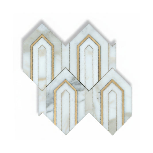 White Marble Arrow Polished Waterjet Mosaic Tile For Walls & Floors