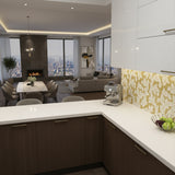 Acanthus-Leaf Engraved White Marble Tile-gold