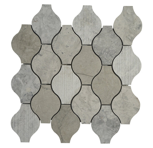 Ornament Thala Gray Polished Limestone Mosaic Tile For Walls & Floors-Sample