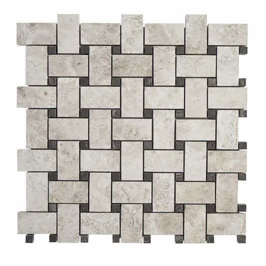 Basketweave Silver Sand Honed Limestone Mosaic Tile For Walls & Floors