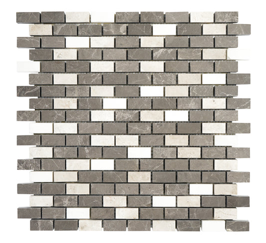 Mix Color 1x2 Honed Marble Mosaic Tile For Walls & Floors