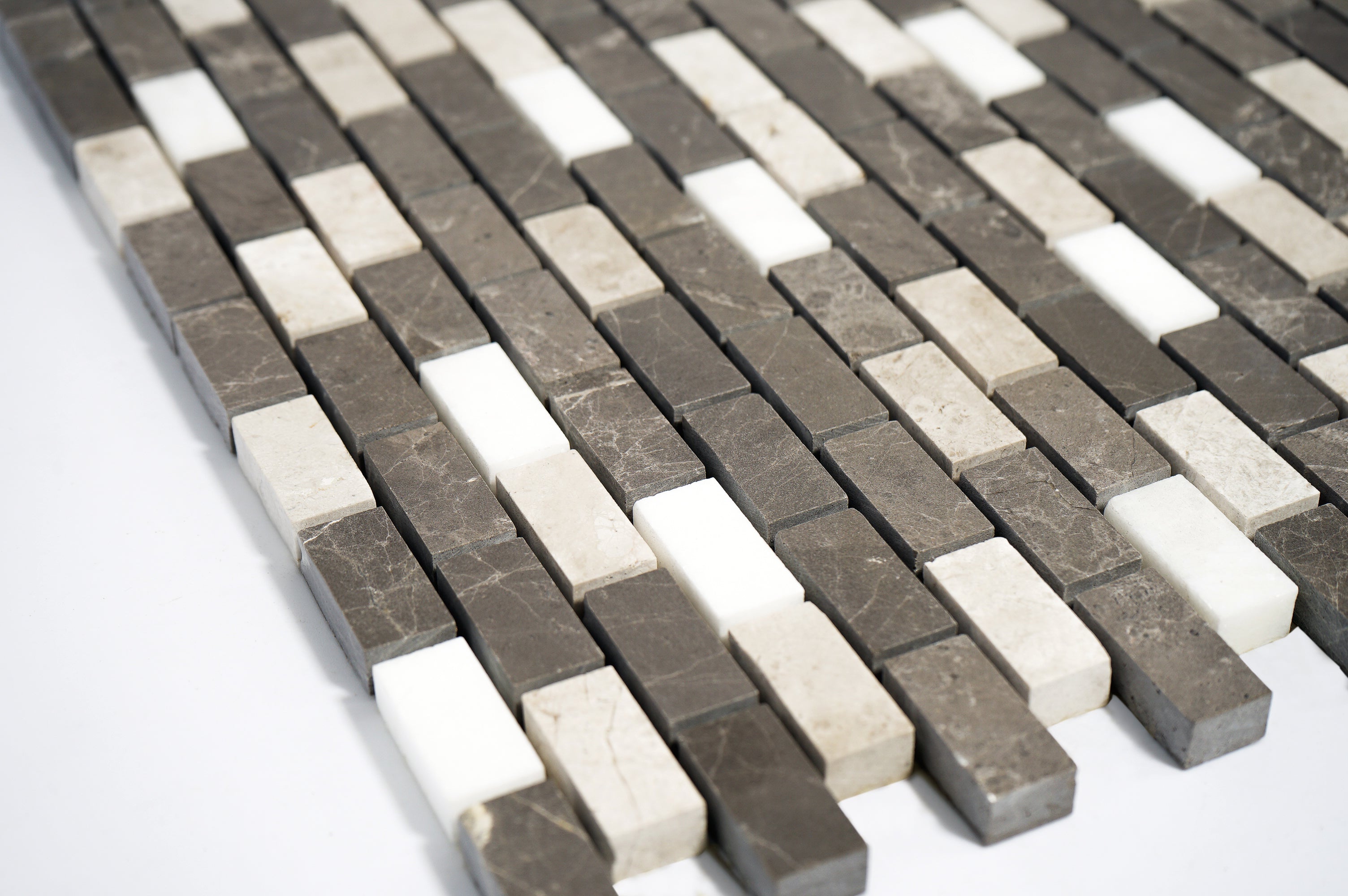Mix Color 1x2 Honed Marble Mosaic Tile For Walls & Floors