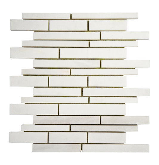 Linear Thasos Polished White Marble Mosaic Tile For Walls & Floors