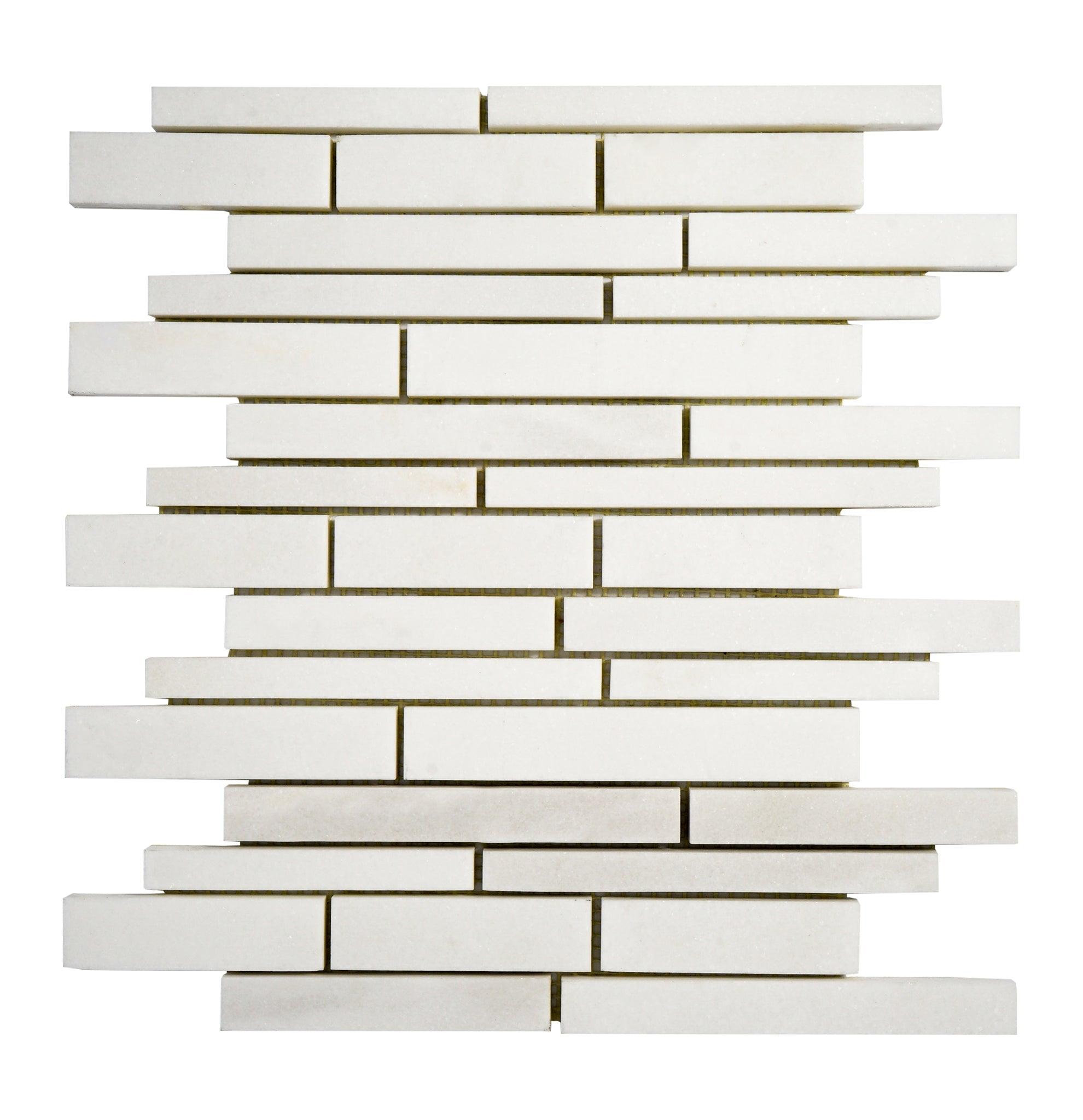 Linear Thasos Polished White Marble Mosaic Tile For Walls & Floors-Sample
