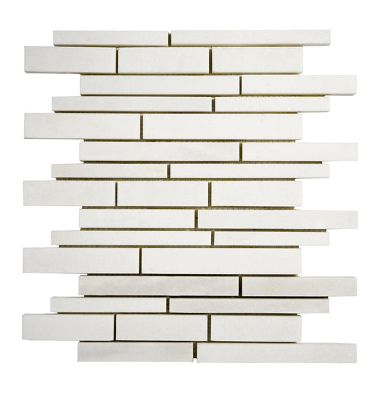 Linear Thasos Polished White Marble Mosaic Tile For Walls & Floors-Sample