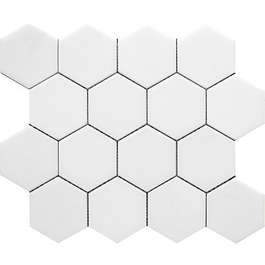Thasos 3-inch Hexagon Honed Marble Mosaic Tile For Walls & Floors