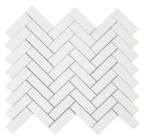 Bianco Dolomite 1x3 Herringbone Polished White Marble Mosaic Tile For Walls & Floors-Sample